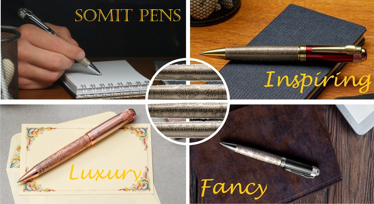 S&R Somit Fancy Pen Bundle of Silver Black and Red Gold with Gift Boxes  Valuable Luxury Pen for Business and Office, Executive Gift - Special