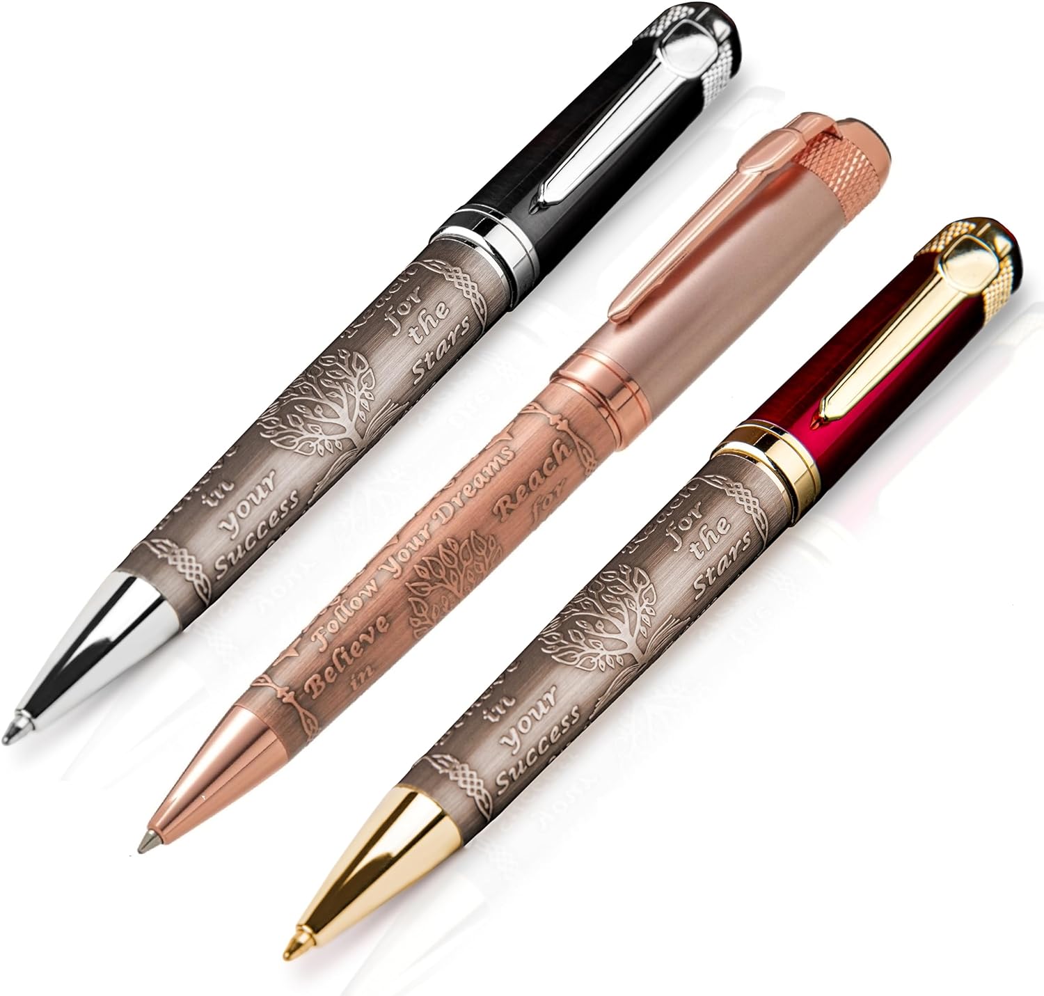 Luxury Trio Three Fancy Ball Point Pens with Shining Gift Box