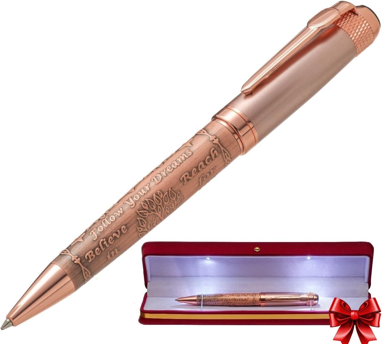 Rose Gold Gold Engraved Pen Personalised Black Rose Gold Trim Pen
