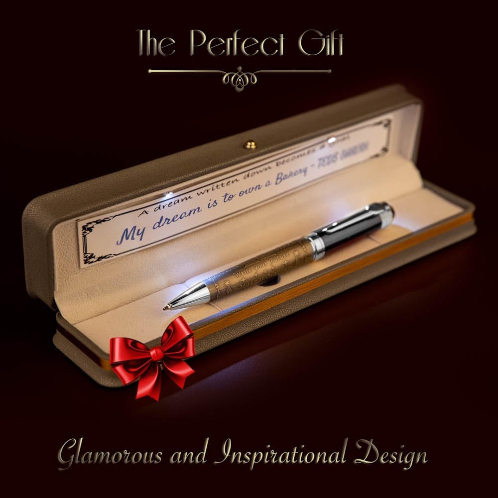 Luxury Ball Point Pen with LED Gift Box - The Perfect Elegance Gift (Black Silver)