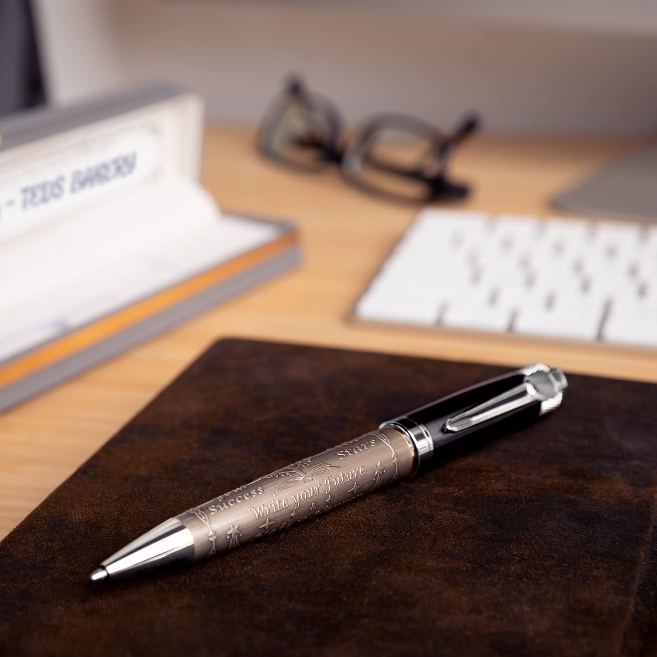Luxury Ball Point Pen with LED Gift Box - The Perfect Elegance Gift (Black Silver)