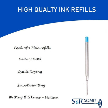 S&R SOMIT Ballpoint Pen Refill Medium Tip (Blue)