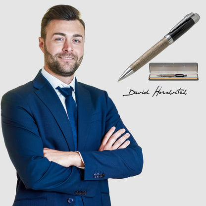 Luxury Ball Point Pen with LED Gift Box - The Perfect Elegance Gift (Black Silver)